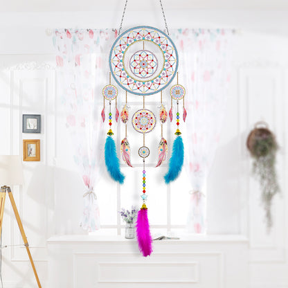 DIY Diamond Painting Dream Catcher Wind Chimes Kit Feather Hanging Craft