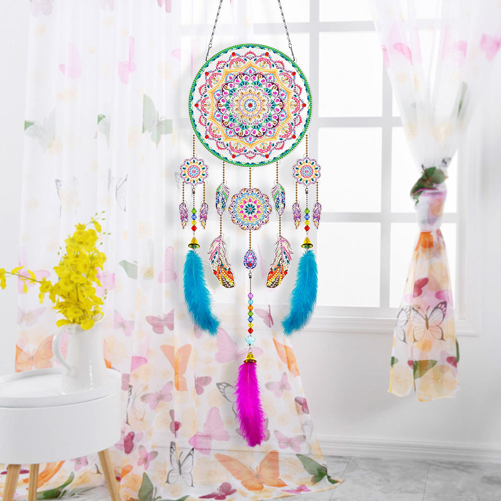 DIY Diamond Painting Dream Catcher Wind Chimes Kit Feather Hanging Craft