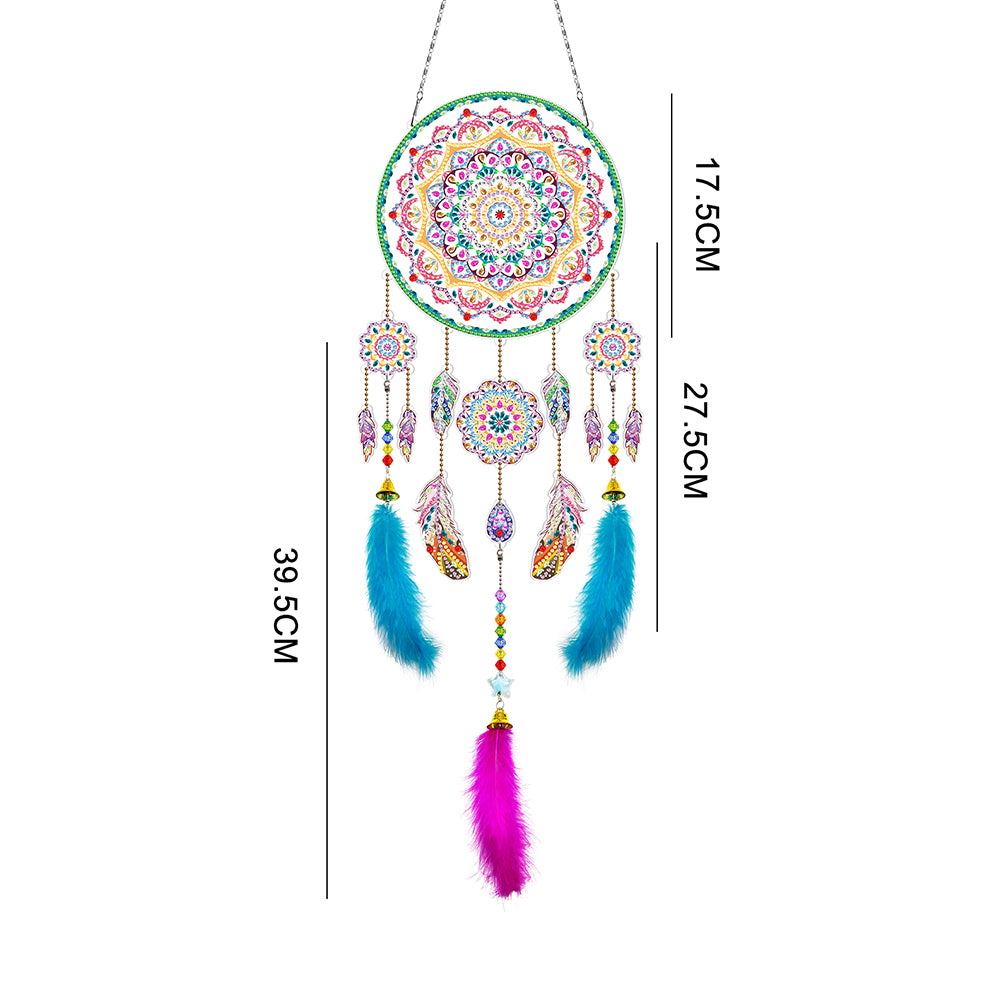 DIY Diamond Painting Dream Catcher Wind Chimes Kit Feather Hanging Craft