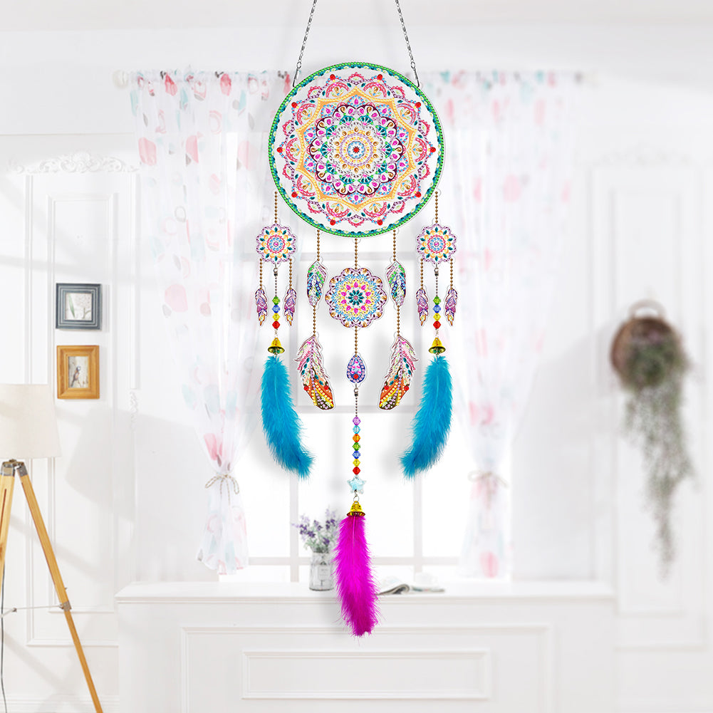 DIY Diamond Painting Dream Catcher Wind Chimes Kit Feather Hanging Craft