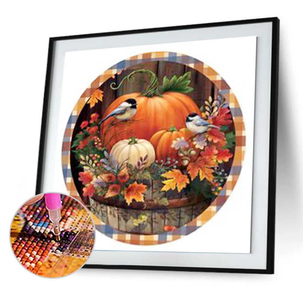 Pumpkin Wreath - Full Round Drill Diamond Painting 40*40CM