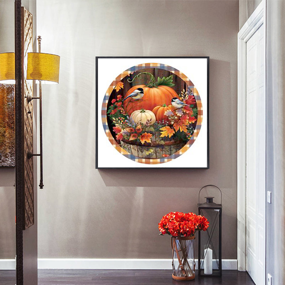 Pumpkin Wreath - Full Round Drill Diamond Painting 40*40CM