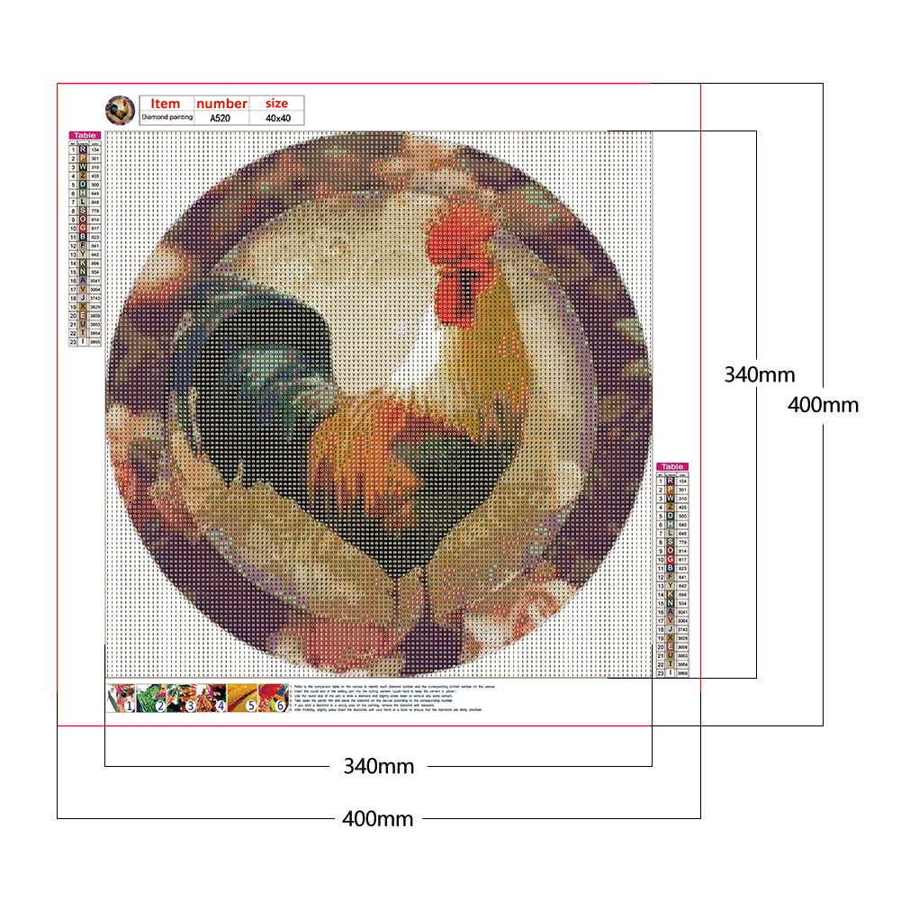 Rooster - Full Round Drill Diamond Painting 40*40CM