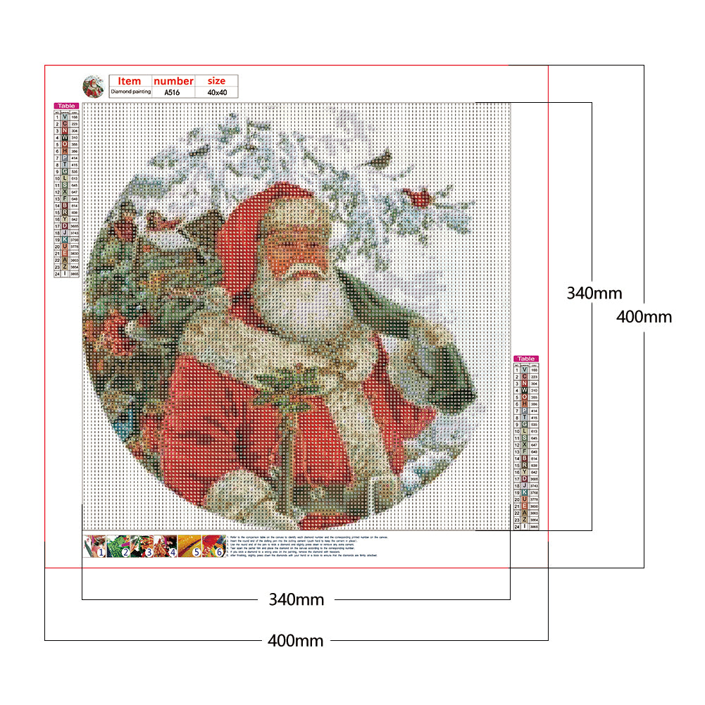 Christmas Santa - Full Round Drill Diamond Painting 40*40CM