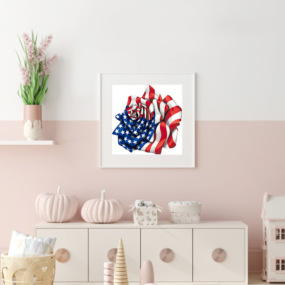 Flag Rose - Full Round Drill Diamond Painting 30*30CM