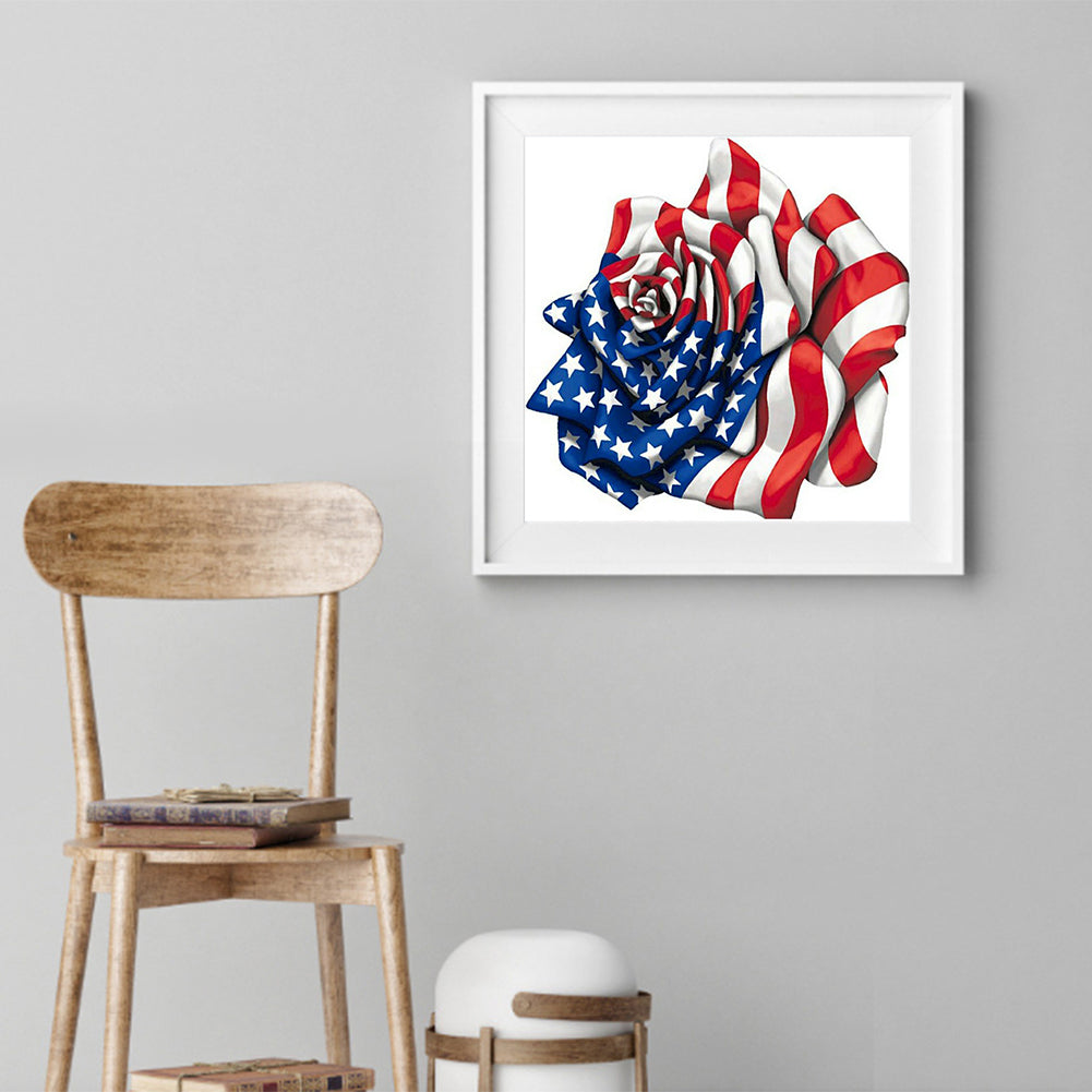Flag Rose - Full Round Drill Diamond Painting 30*30CM