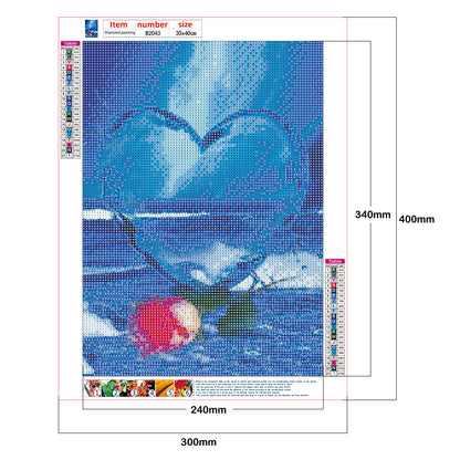 Heart Rose - Full Round Drill Diamond Painting 30*40CM