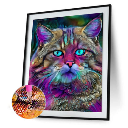 Blue Cat - Full Round Drill Diamond Painting 30*40cm