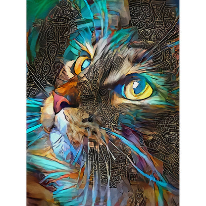 Blue Cat - Full Round Drill Diamond Painting 30*40cm