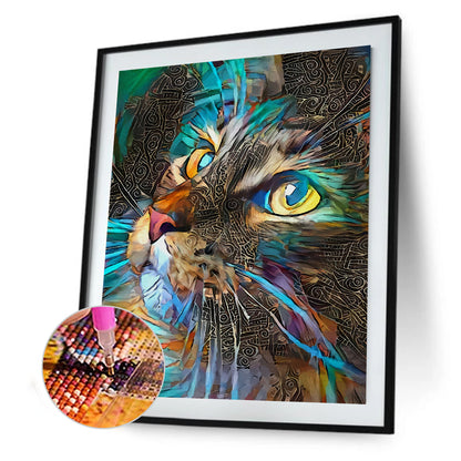 Blue Cat - Full Round Drill Diamond Painting 30*40cm