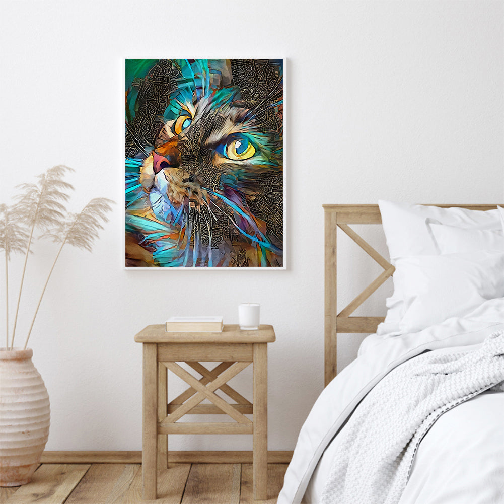 Blue Cat - Full Round Drill Diamond Painting 30*40cm