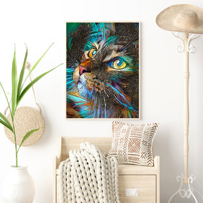 Blue Cat - Full Round Drill Diamond Painting 30*40cm