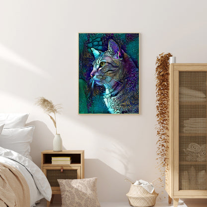 Blue Cat - Full Round Drill Diamond Painting 30*40cm