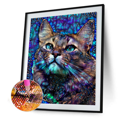 Blue Cat - Full Round Drill Diamond Painting 30*40cm