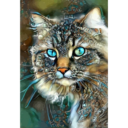 Blue Cat - Full Round Drill Diamond Painting 30*40cm