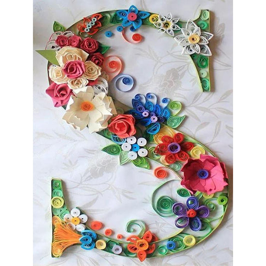 Flower Letter - Full Round Drill Diamond Painting 30*40CM