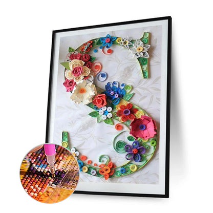 Flower Letter - Full Round Drill Diamond Painting 30*40CM