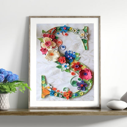 Flower Letter - Full Round Drill Diamond Painting 30*40CM