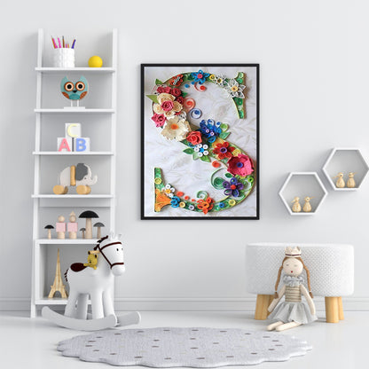 Flower Letter - Full Round Drill Diamond Painting 30*40CM