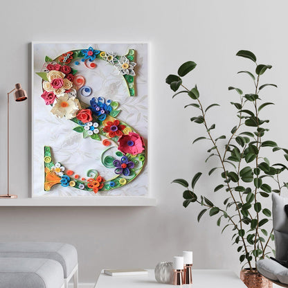 Flower Letter - Full Round Drill Diamond Painting 30*40CM