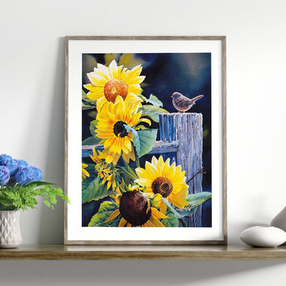 Sunflower Bird - Full Round Drill Diamond Painting 30*40CM