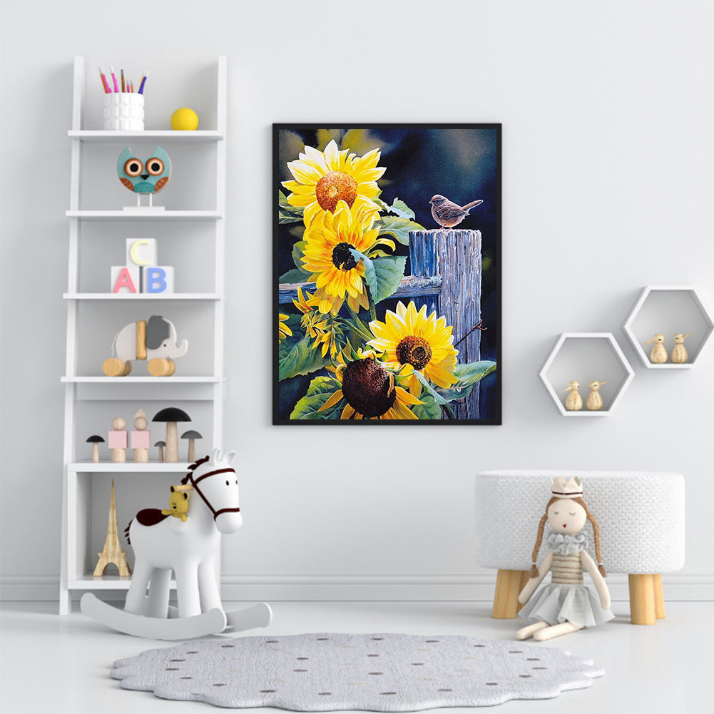 Sunflower Bird - Full Round Drill Diamond Painting 30*40CM