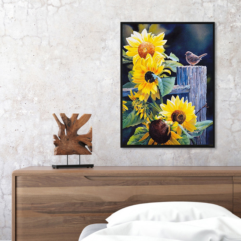 Sunflower Bird - Full Round Drill Diamond Painting 30*40CM