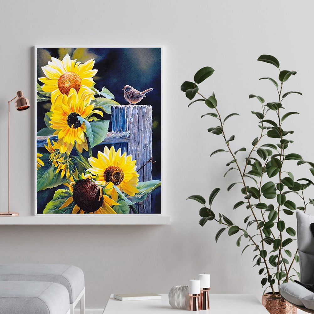 Sunflower Bird - Full Round Drill Diamond Painting 30*40CM