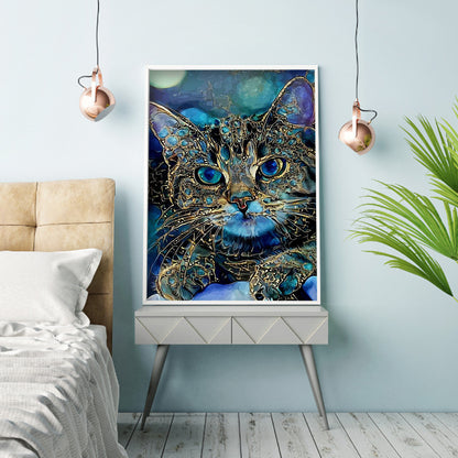 Blue Cat - Full Round Drill Diamond Painting 30*40CM