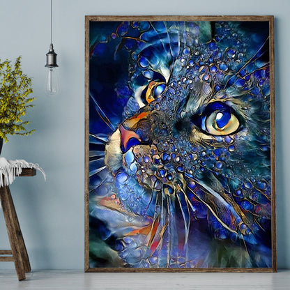 Blue Cat - Full Round Drill Diamond Painting 30*40CM