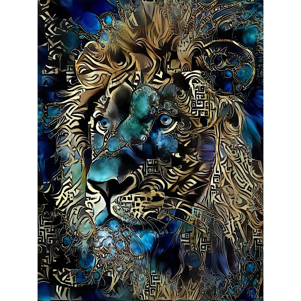 Blue Lion - Full Round Drill Diamond Painting 30*40CM