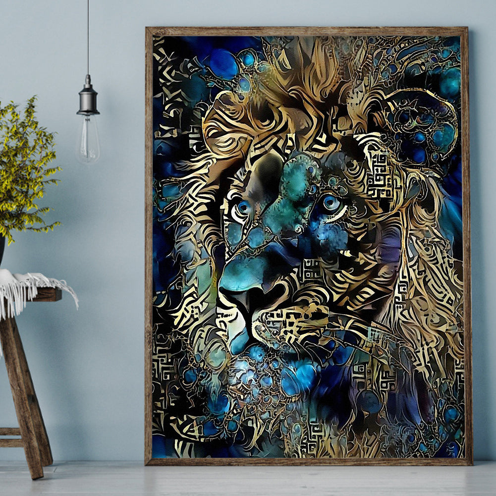 Blue Lion - Full Round Drill Diamond Painting 30*40CM