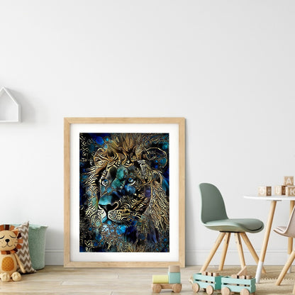 Blue Lion - Full Round Drill Diamond Painting 30*40CM