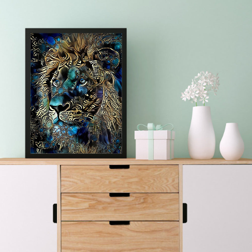 Blue Lion - Full Round Drill Diamond Painting 30*40CM