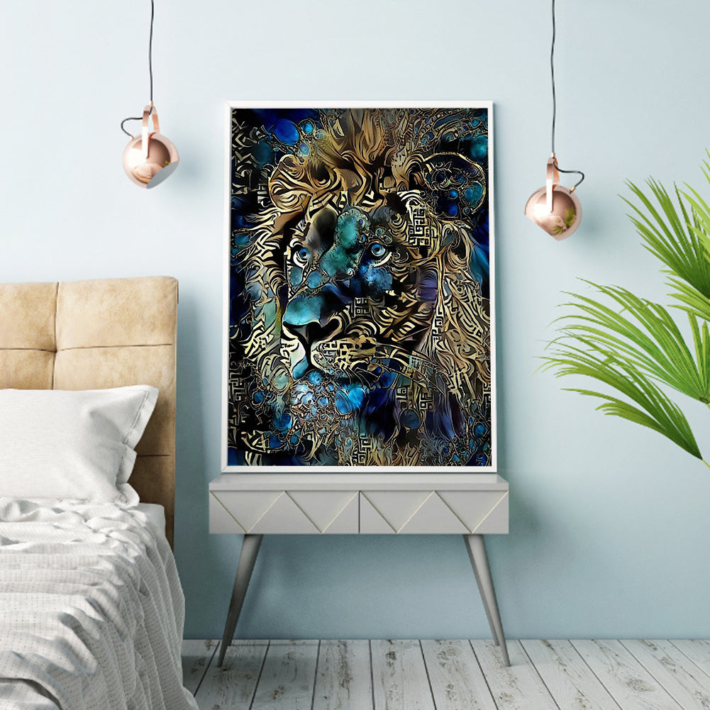 Blue Lion - Full Round Drill Diamond Painting 30*40CM