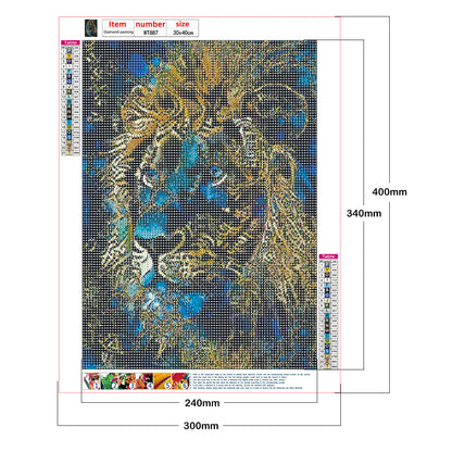 Blue Lion - Full Round Drill Diamond Painting 30*40CM