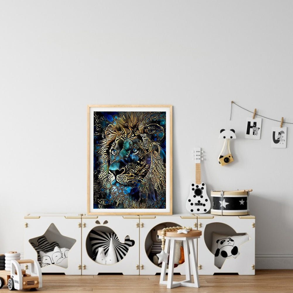 Blue Lion - Full Round Drill Diamond Painting 30*40CM