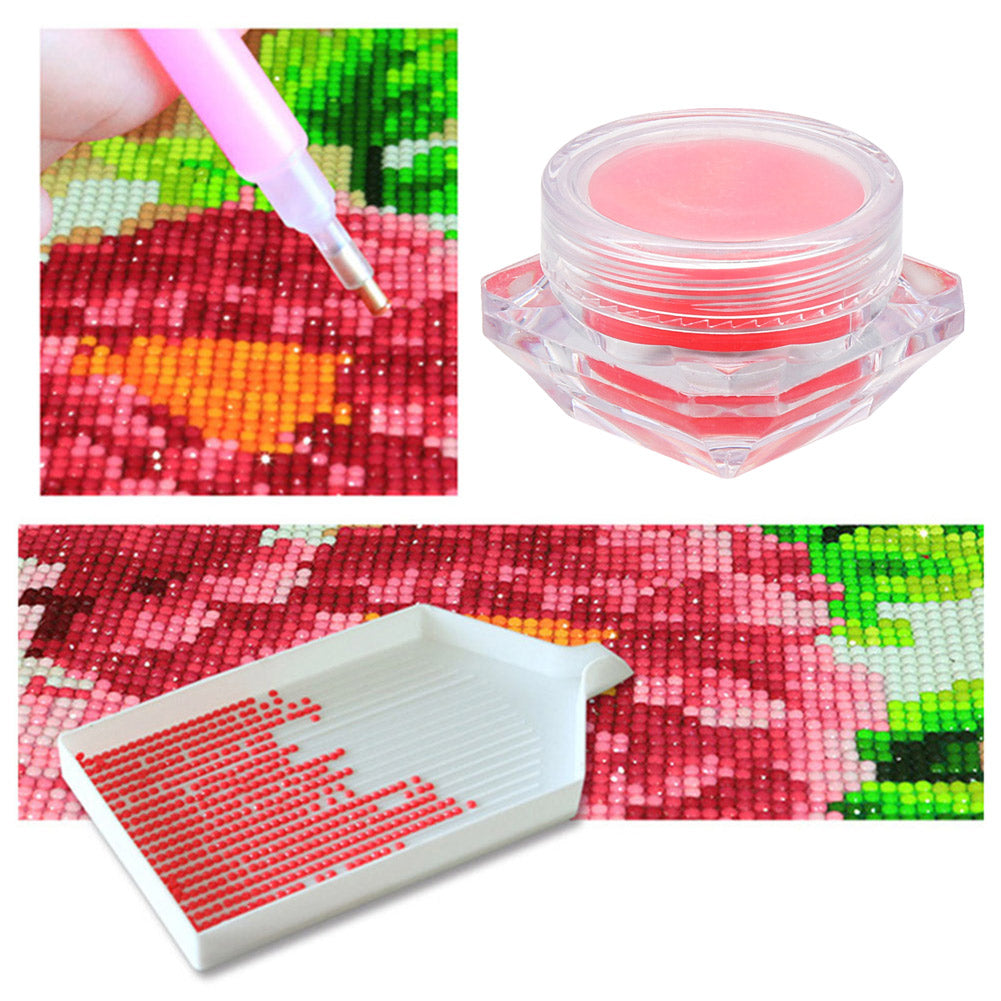 Diamond Painting Kit Glue Clay with Storage Box Point Drill Beads Pen Mud