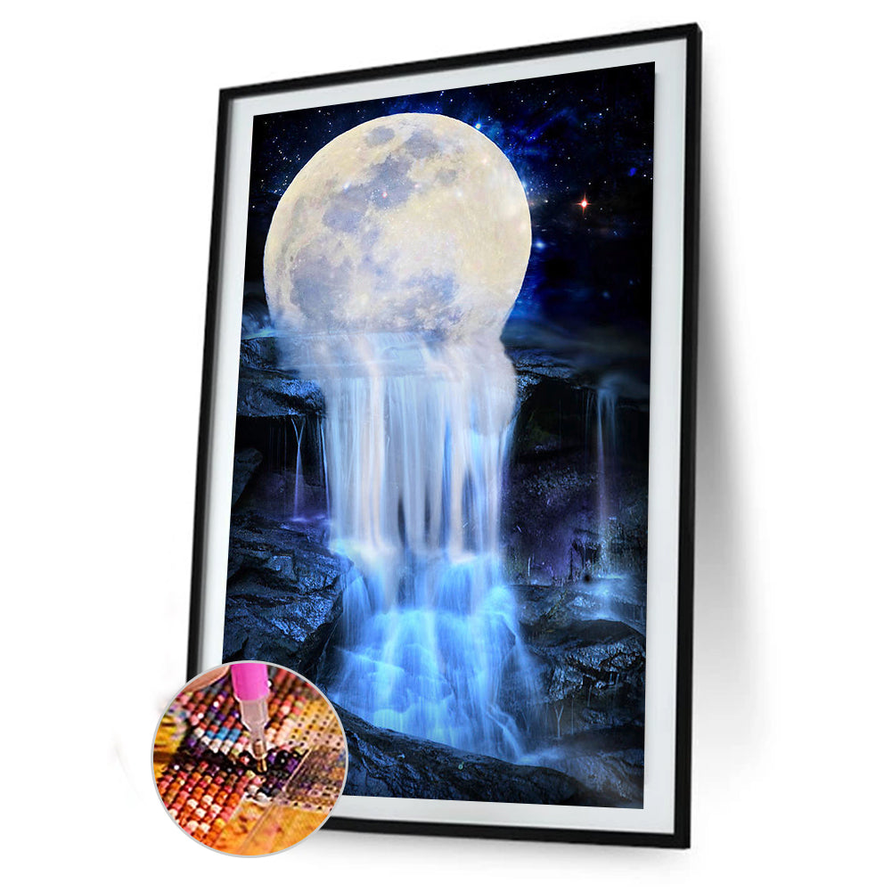 Moon Waterfall - Full Square Drill Diamond Painting 45*70CM