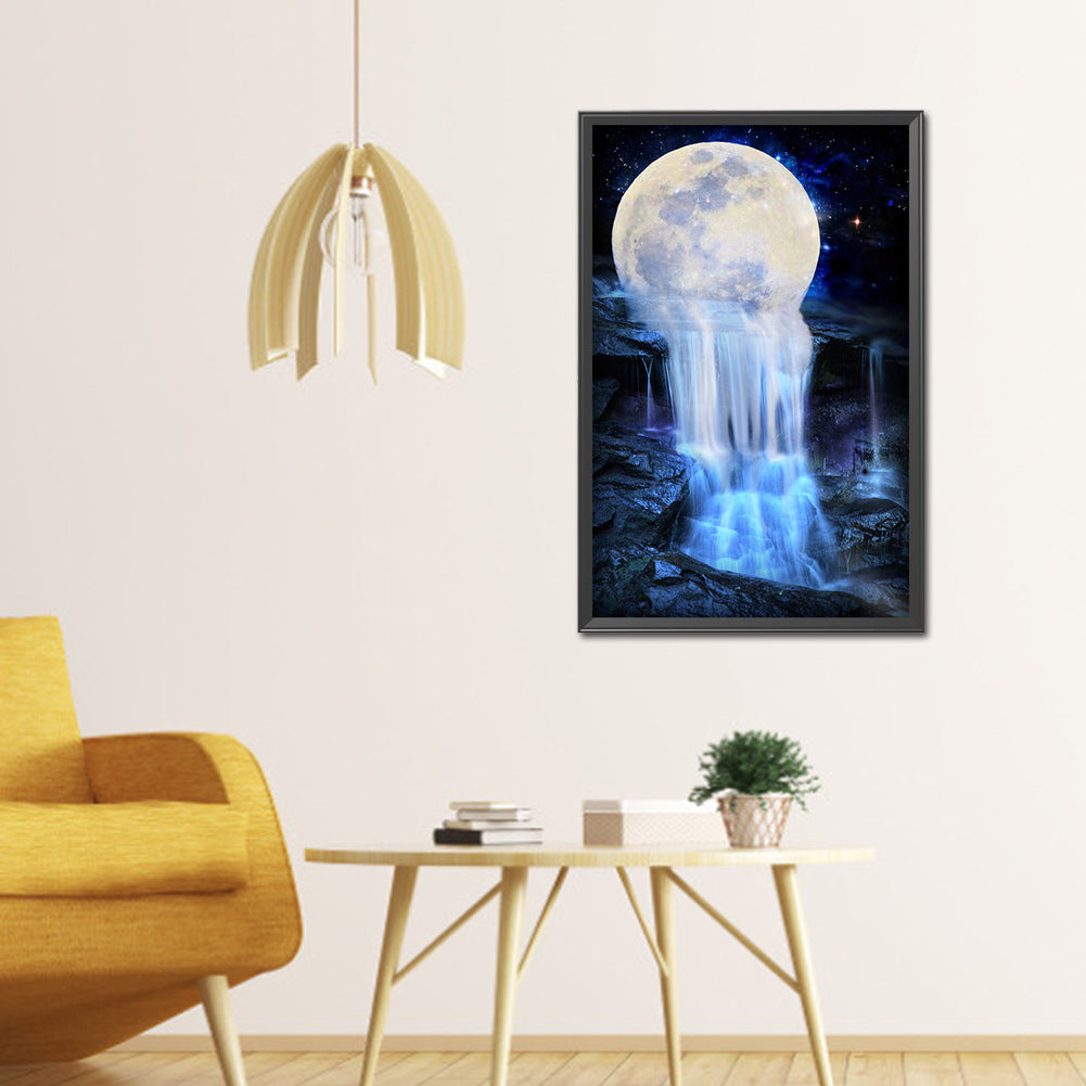 Moon Waterfall - Full Square Drill Diamond Painting 45*70CM