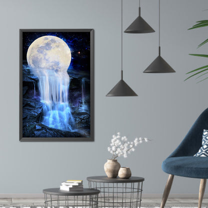 Moon Waterfall - Full Square Drill Diamond Painting 45*70CM