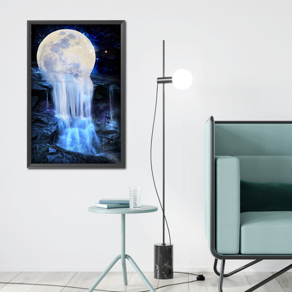 Moon Waterfall - Full Square Drill Diamond Painting 45*70CM