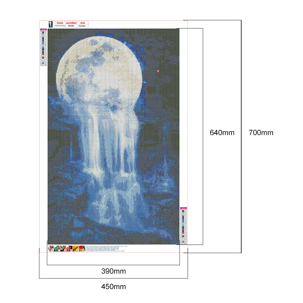 Moon Waterfall - Full Square Drill Diamond Painting 45*70CM