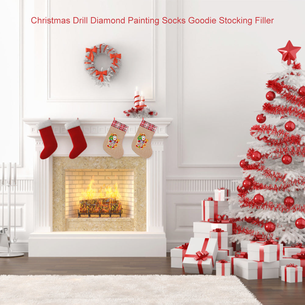 Christmas Drill Diamond Painting Socks Gifts Candy Stocking Goodie Filler