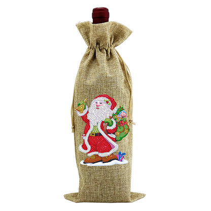 Christmas Diamond Painting Wine Bag Cartoon Printed Bottle Glass DIY Cover