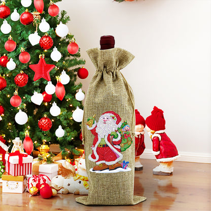 Christmas Diamond Painting Wine Bag Cartoon Printed Bottle Glass DIY Cover