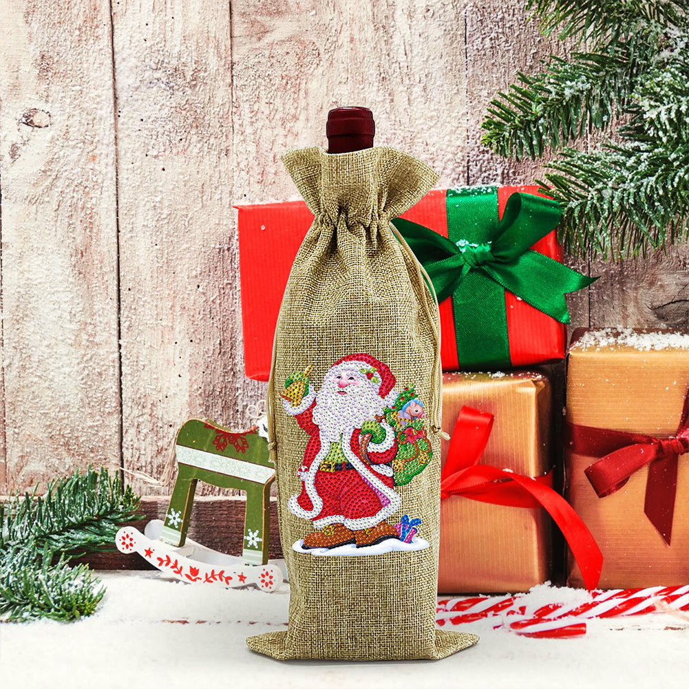 Christmas Diamond Painting Wine Bag Cartoon Printed Bottle Glass DIY Cover