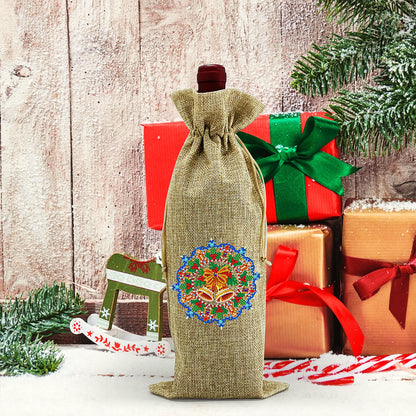 Christmas Diamond Painting Wine Bag Cartoon Printed Bottle Glass DIY Cover