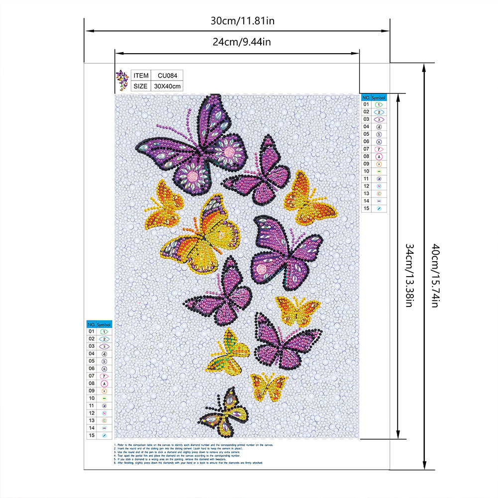 Butterfly - Special Shaped Drill Diamond Painting 30*40CM