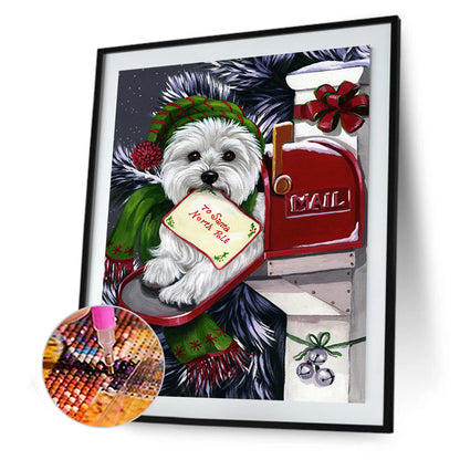 Christmas Dog - Full Round Drill Diamond Painting 30*40CM